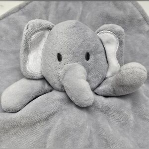 Gray Elephant Lovey Security Blanket Baby Plush Rattle Teether